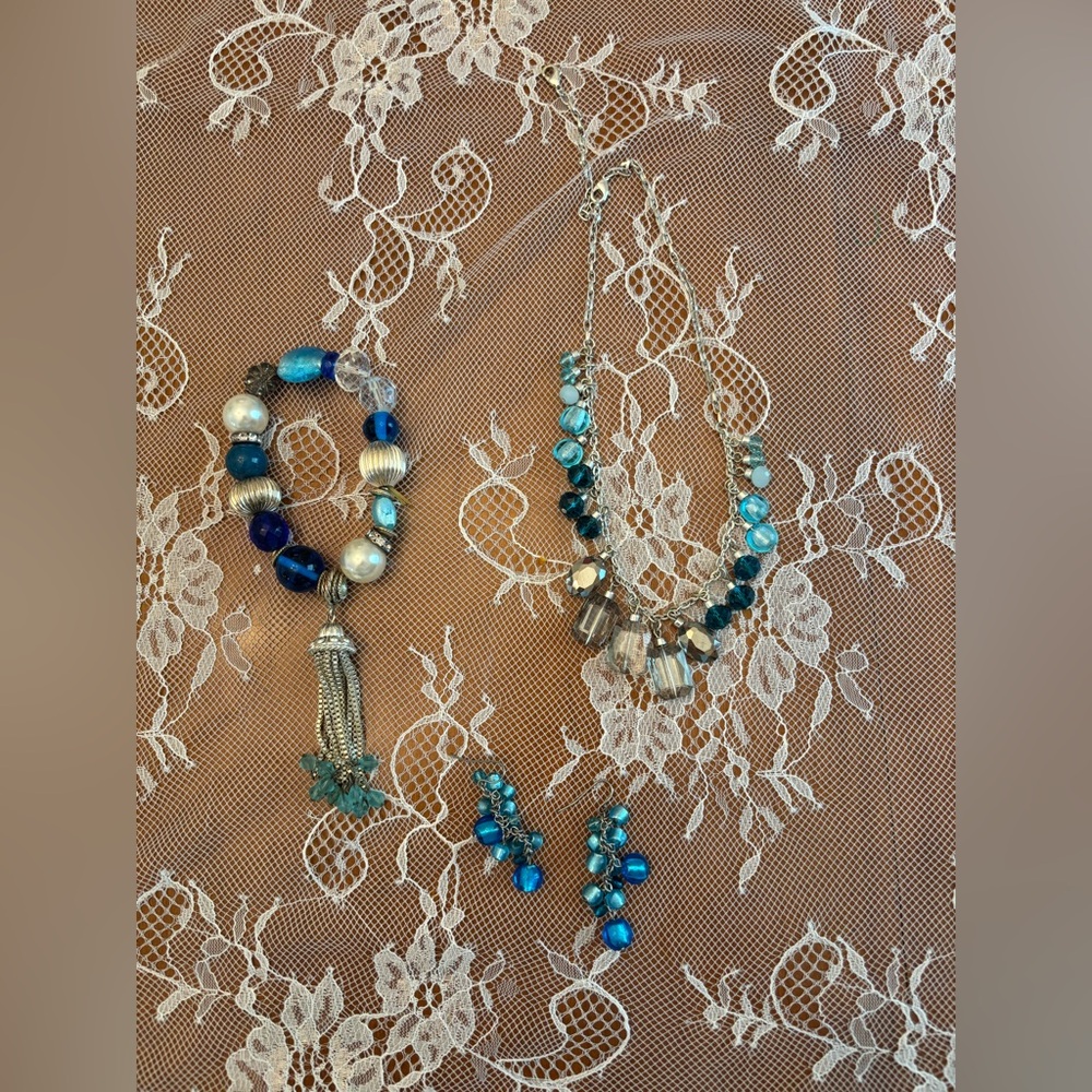 Blue and Silver Beaded Bracelet